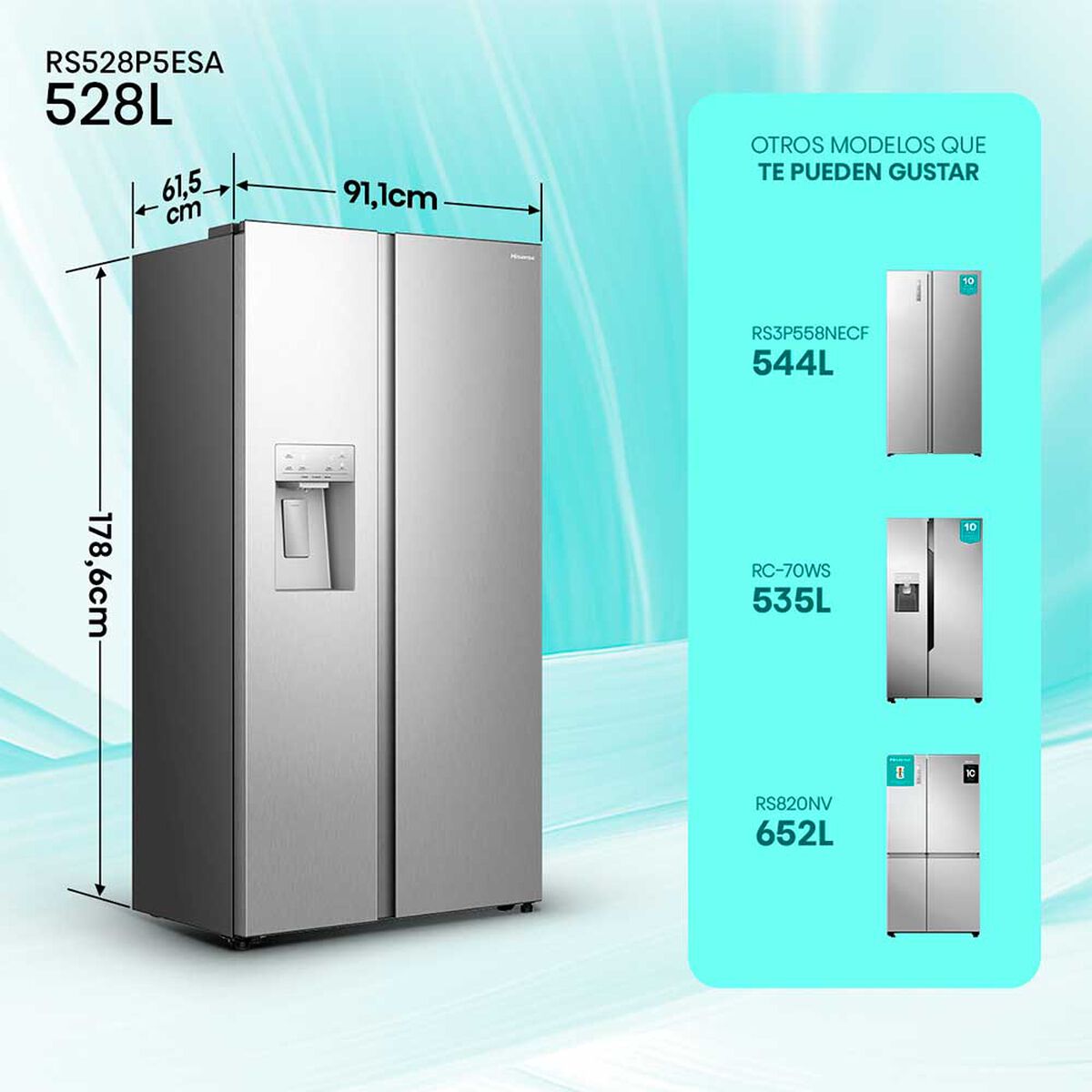 Refrigerador Side by Side Hisense RS528P5ESA 528 L