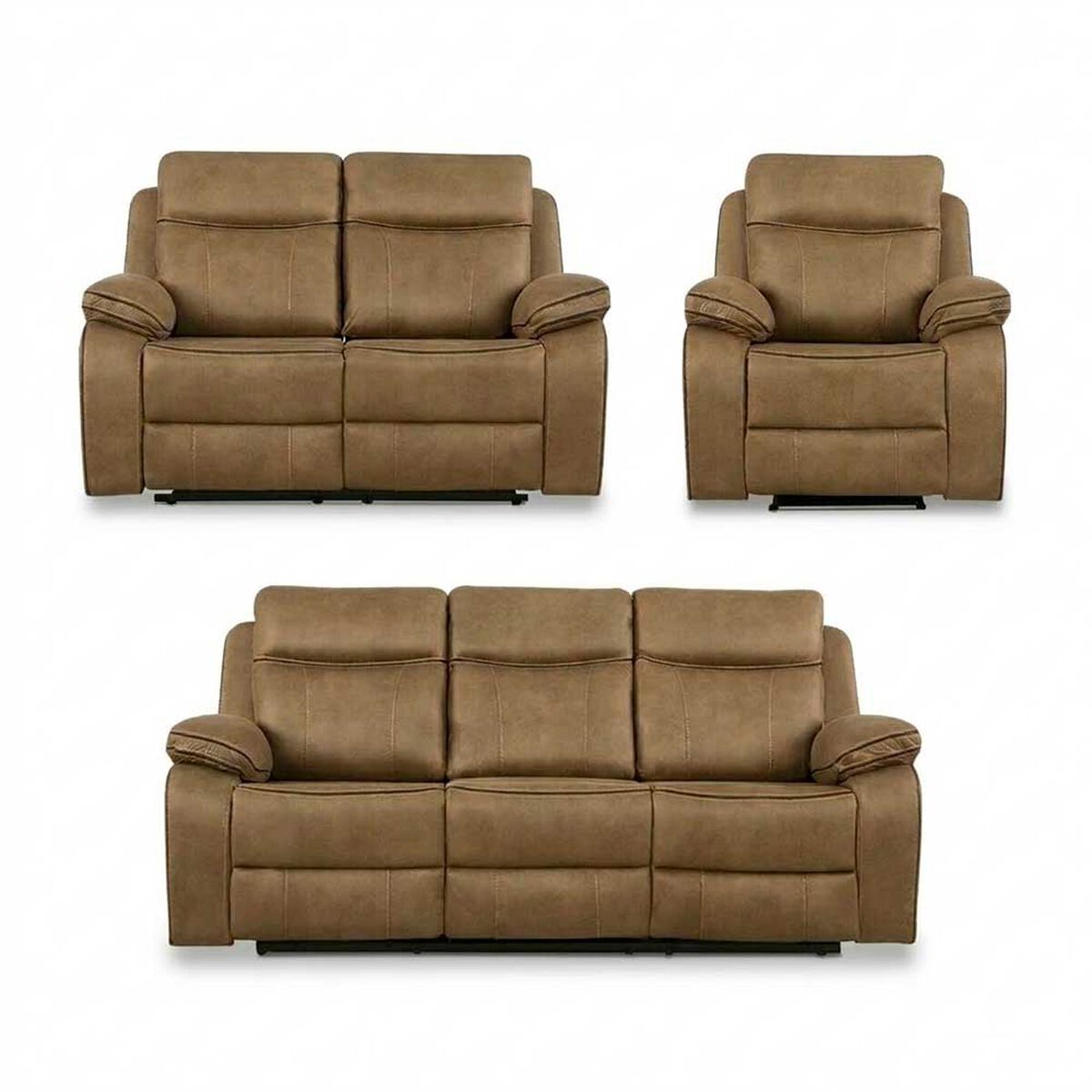 Juego de Living Reclinable CIC Sevilla 3C+2C+1C Caf&eacute; Claro