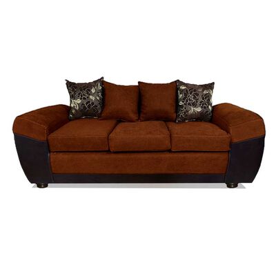 Sofá Elegant Detail Houston 3 Cuerpos Tela/PU Café