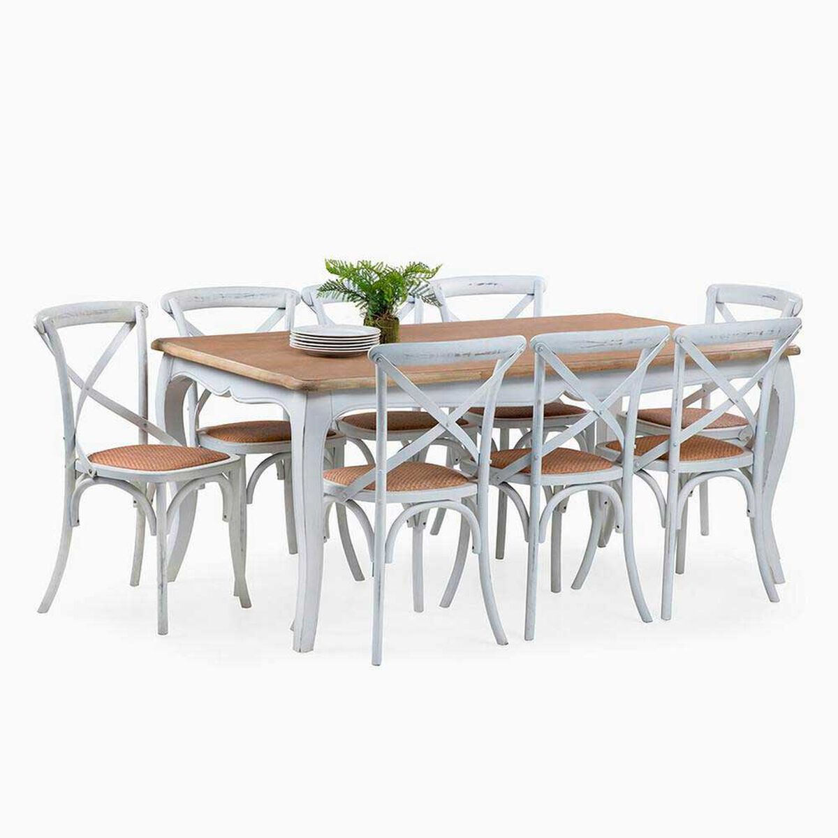Juego de Comedor Spazzio Vittoria Blanco 8 Sillas