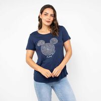 Polera Dibujos Animados Manga Corta Mujer Zibel Azul, Black1, Black2, Blanco, Rosado