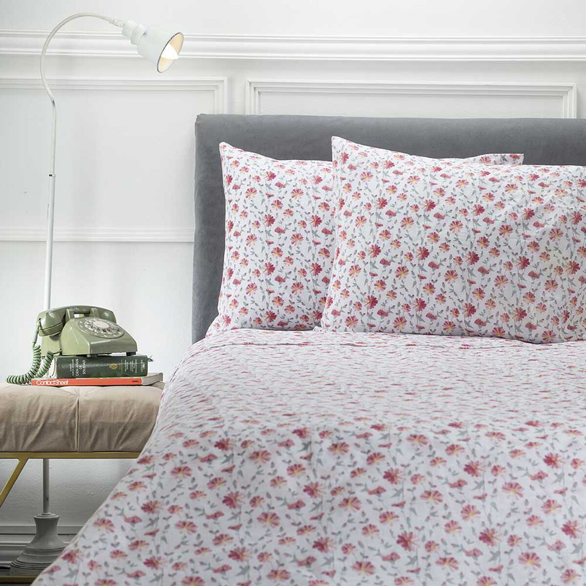 Juego de Sábanas Estampadas Casa Linda 132 Hilos 1 Plaza Fiorela