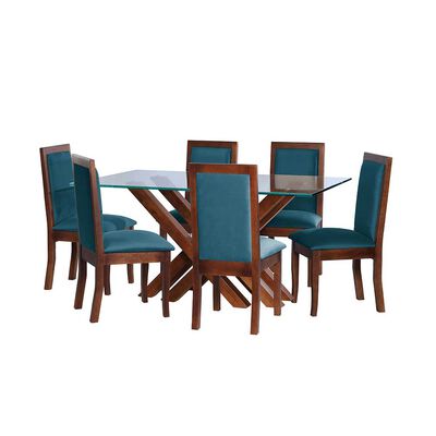 Juego de Comedor Latam Home Merida 6 Sillas Azul Petróleo