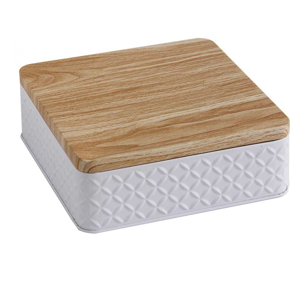 Lata Decorativa Metal Vgo 17 x 17 cm Blanco