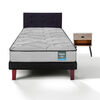 Cama Europea Flex 1,5 Plazas Dream Dual + Respaldo Royal Negro + Velador Rock