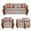 Juego de Living Ruzam Mobel Bego&ntilde;a Sof&aacute; 3 Cuerpos + Dos Sillones 1 Cuerpo Lino Beige
