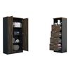 Combo Archivador 4 Cajones + Biblioteca 2 Puertas TuHome Home Office Negro Soft-Coñac