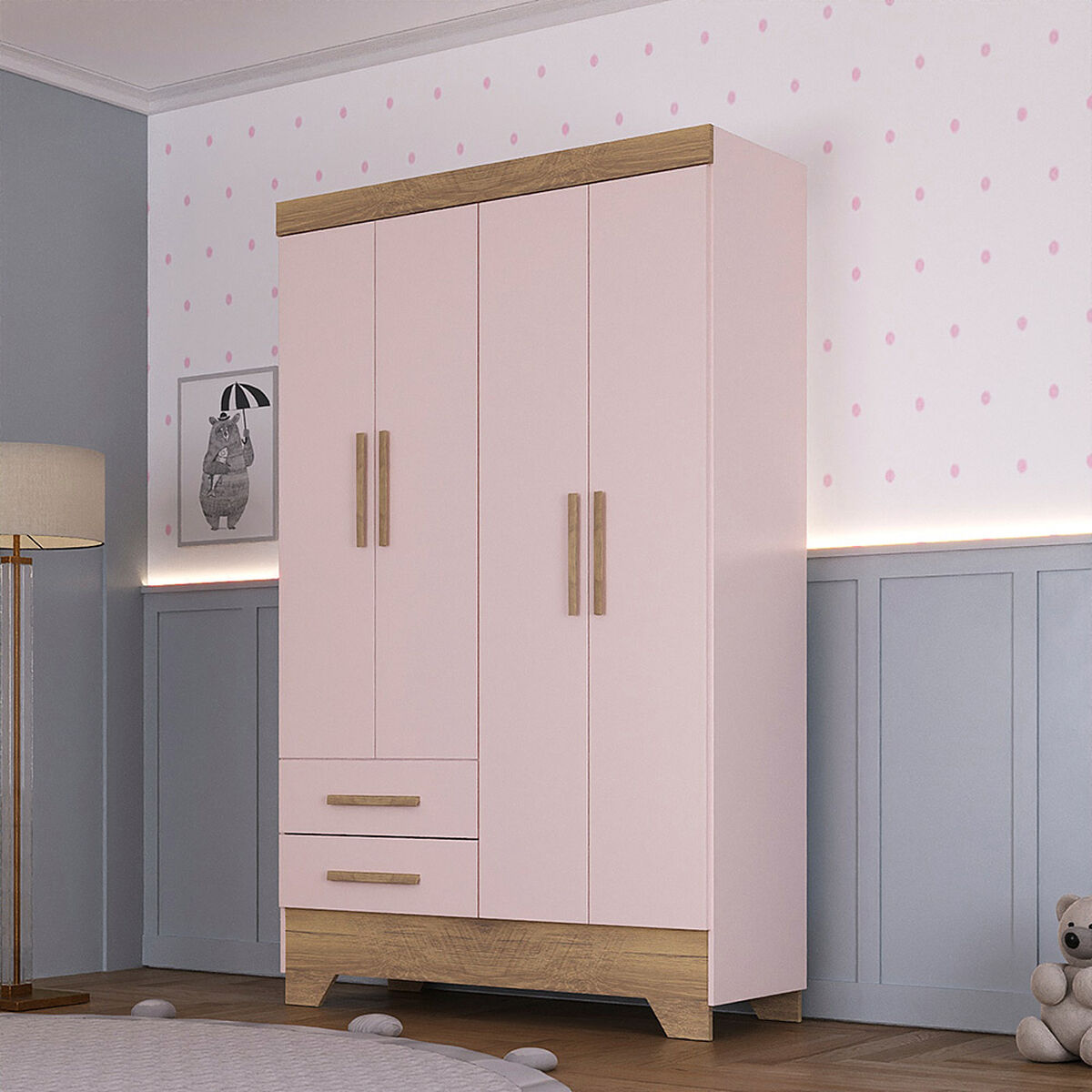Closet Di Poretti Design Bambole 2 Cajones 4 Puertas Rosado Nude