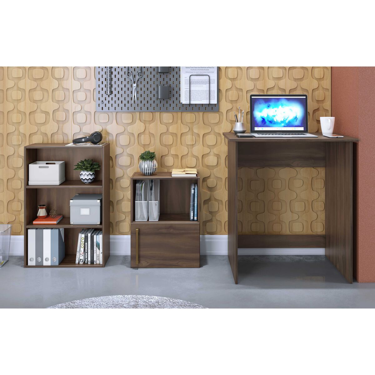 Escritorio + Estante + Librero Mobilo Mini Home Café Wood