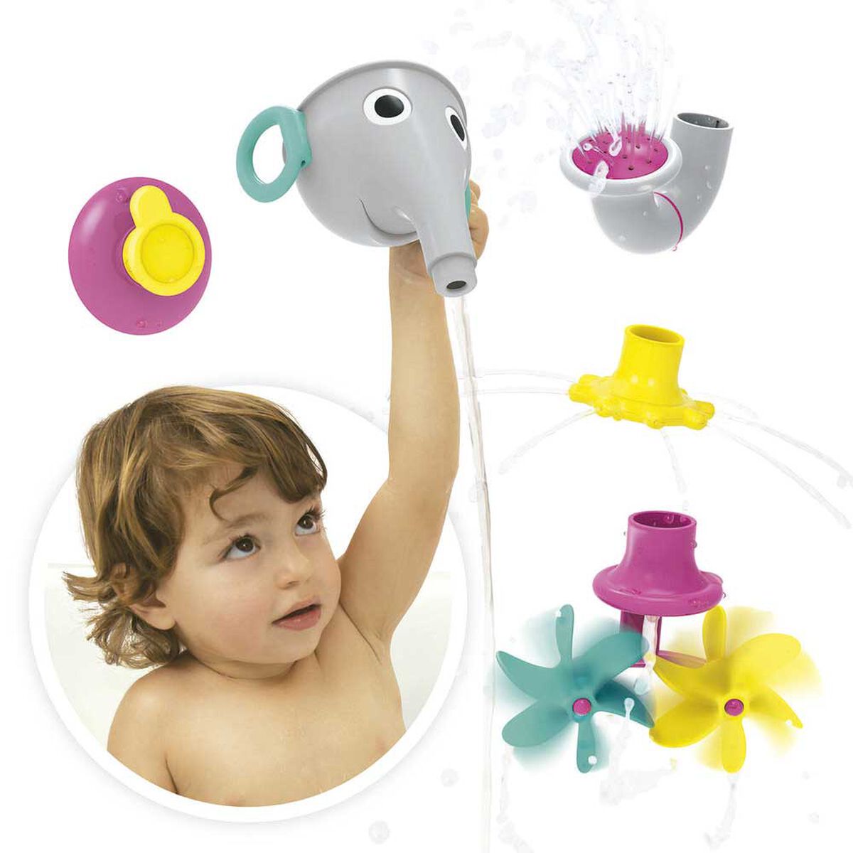 Juego de Ba&ntilde;o Elefante Embudo Gris Infantil Beb&eacute; Ni&ntilde;o Ni&ntilde;a Tina Yookidoo