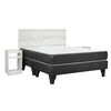 Cama Europea Celta Base Dividida 2 Plazas New Mega + Respaldo + 2 Veladores Alba White