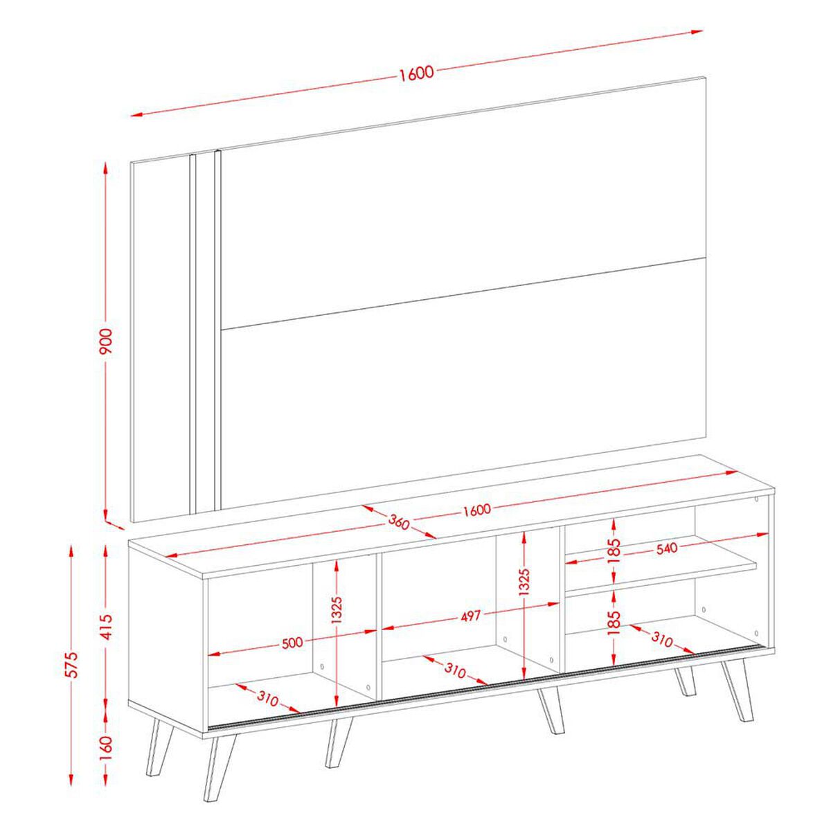 Rack TV Cronos Altavision Hasta 60" Café Gris Perla