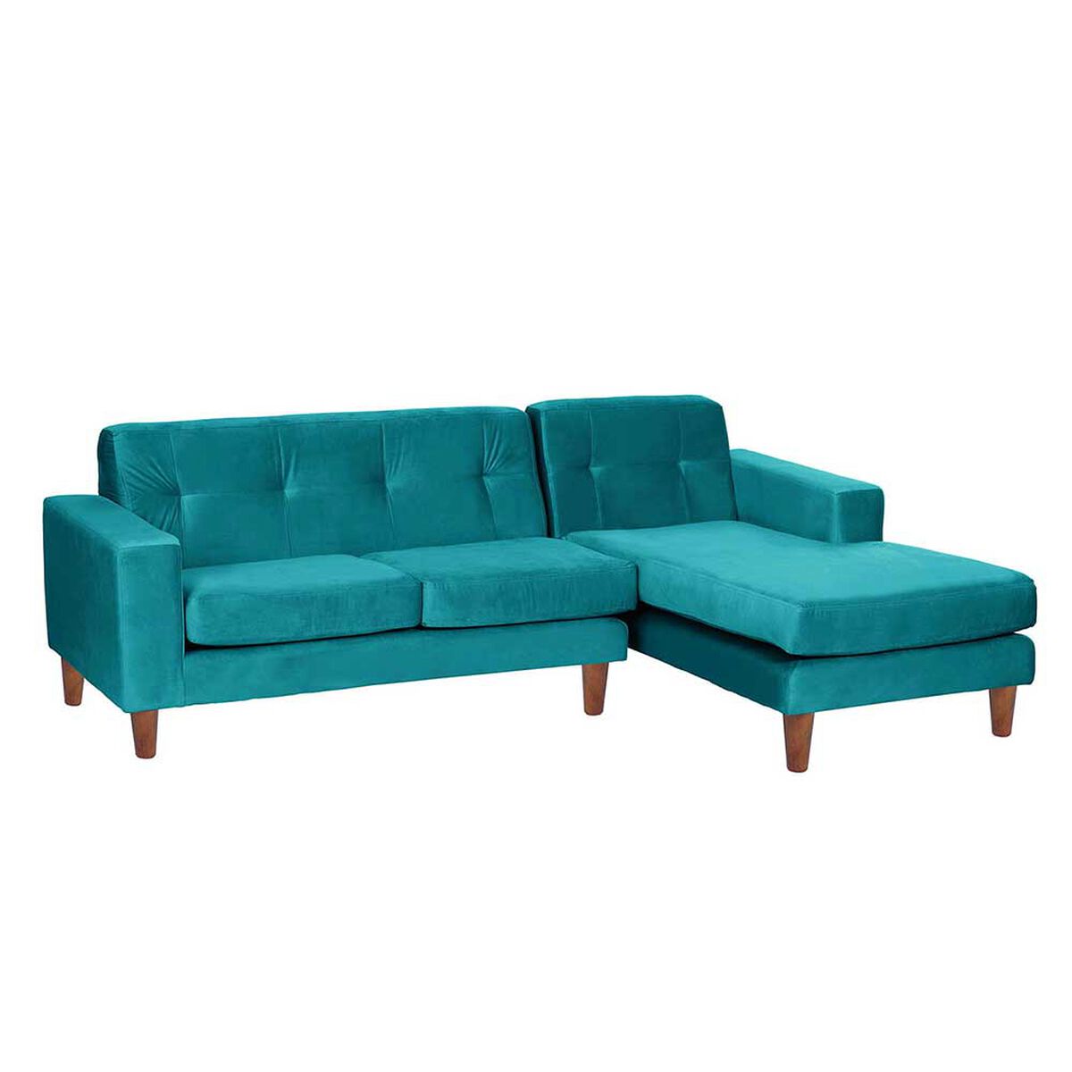 Sofá Seccional Derecho Latam Home Salermo Tela Velvet 3 Cuerpos Turquesa