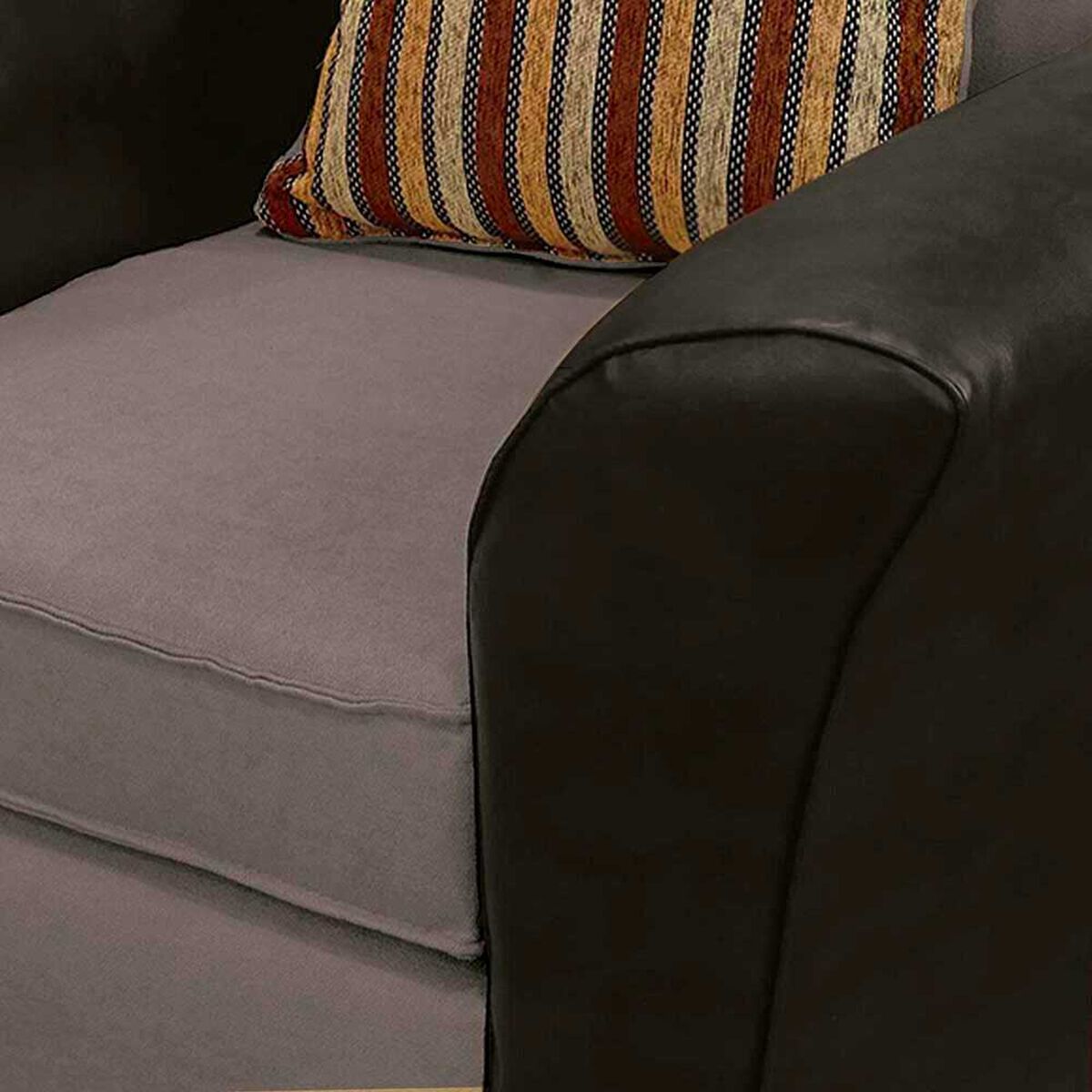 Sof&aacute; Elegant Detail Minesota 2 Cuerpos Tela/PU Gris