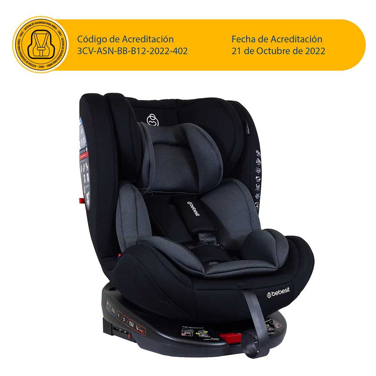 Silla de Auto Bebe Convertible OneFix 360 Isofix Grey Bebesit