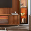 Rack TV 70" Lincon + Panel Neon + 2 Vitrinas Decocasa Canela