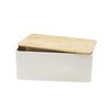 Panera Metálica con Tapa Bamboo Simplit Blanco