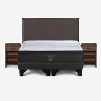 Cama Europea Rosen Base Dividida King Tempo + Respaldo + 2 Veladores Maurice Chocolate