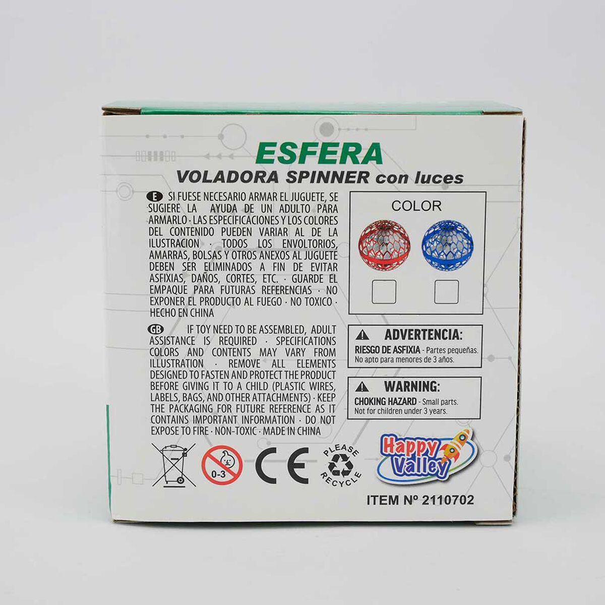 Pelota Voladora Spinning con cargador USB Multicolor Imp
