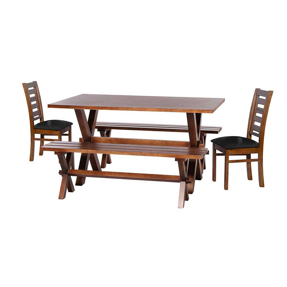Juego de Comedor Latam Home Sevilla Murcia 2 Sillas + 2 Bancas Velvet Negro