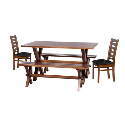 Juego de Comedor Latam Home Sevilla Murcia 2 Sillas + 2 Bancas Velvet Negro