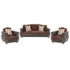 Juego de Living Innovamuebles New Bugambilia Sofá 3 Cuerpos + Dos Sillones 1 Cuerpo Chocolate