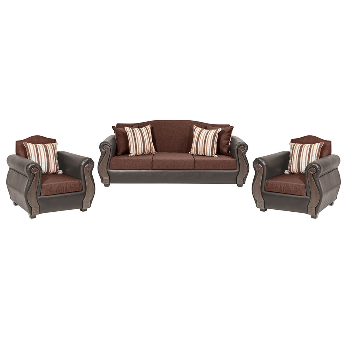 Juego de Living Innovamuebles New Bugambilia Sofá 3 Cuerpos + Dos Sillones 1 Cuerpo Chocolate