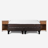 Cama Europea Rosen Base Dividida King Ergo T + 2 Veladores Tabor Caramelo