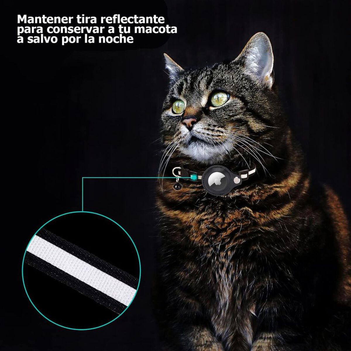 Collar para Gato Laudtec Airtag Negro