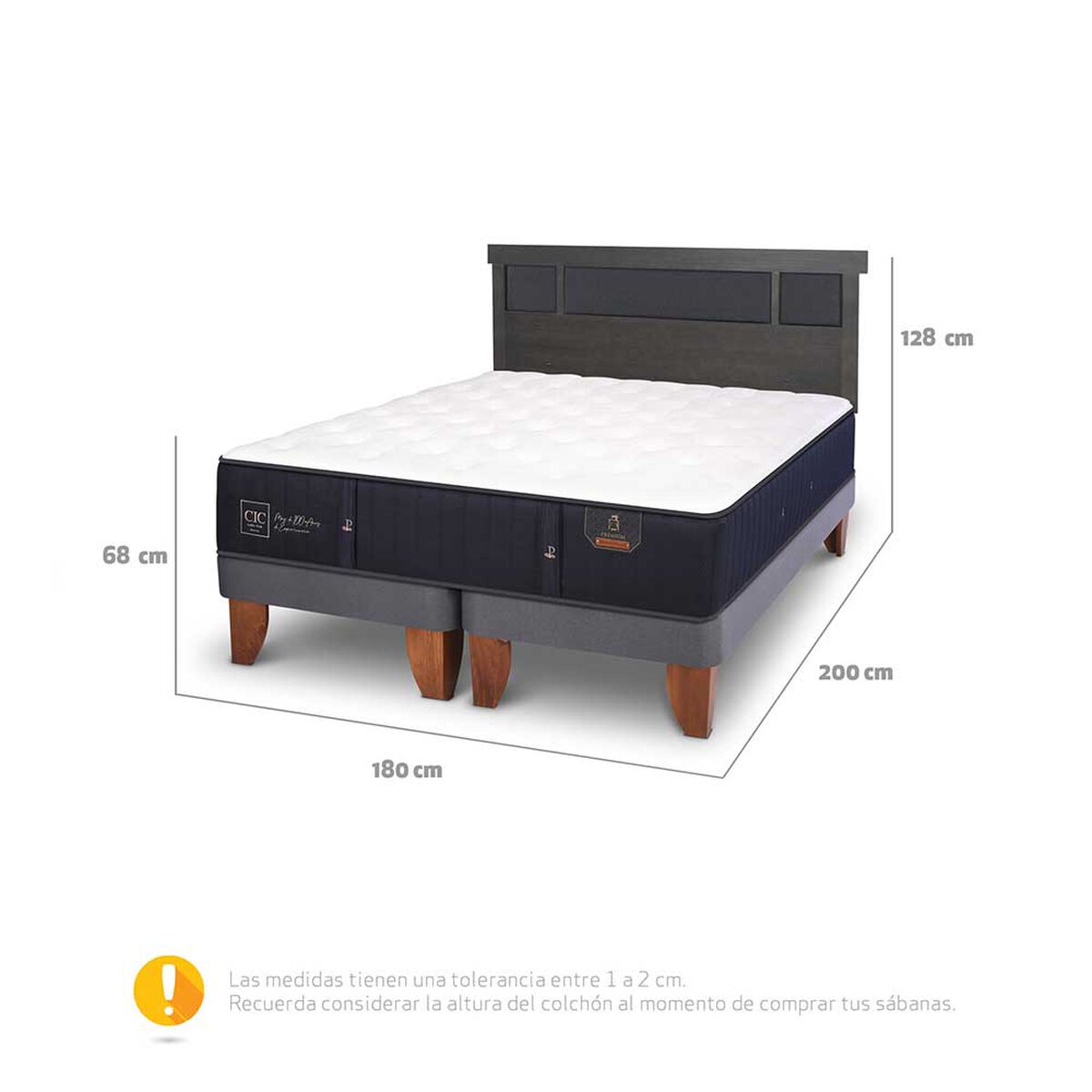 Cama Europea CIC Base Normal King Premium + Respaldo Dublin