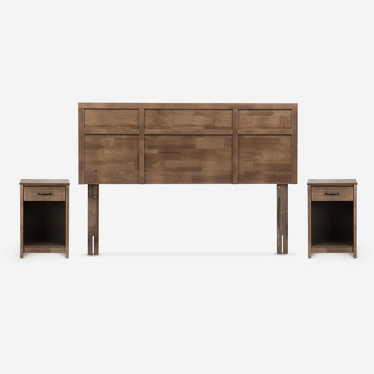 Cama Europea Rosen 2 Plazas Pratta + Respaldo + 2 Veladores Robin