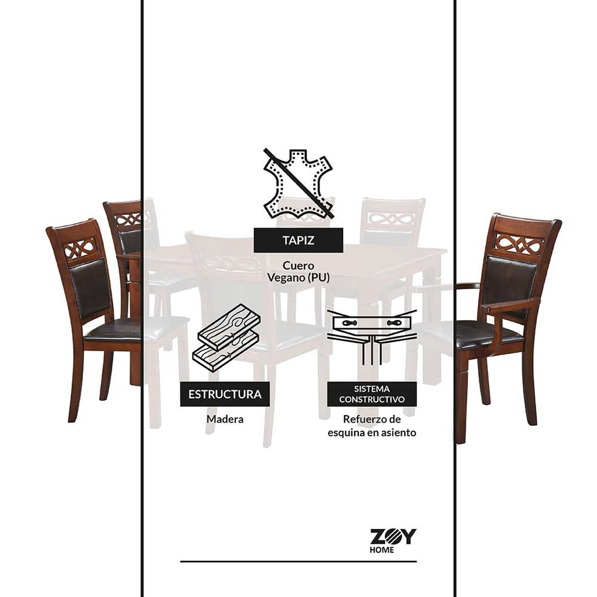 Juego de Comedor Capri 4 Sillas 2 Sitiales