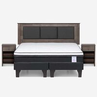 Combo Cama Europea Rosen King New Style 6 BD + Respaldo y Veladores Rachel