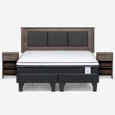 Imagen 1 del producto Combo Cama Europea Rosen King New Style 6 BD + Respaldo y Veladores Rachel