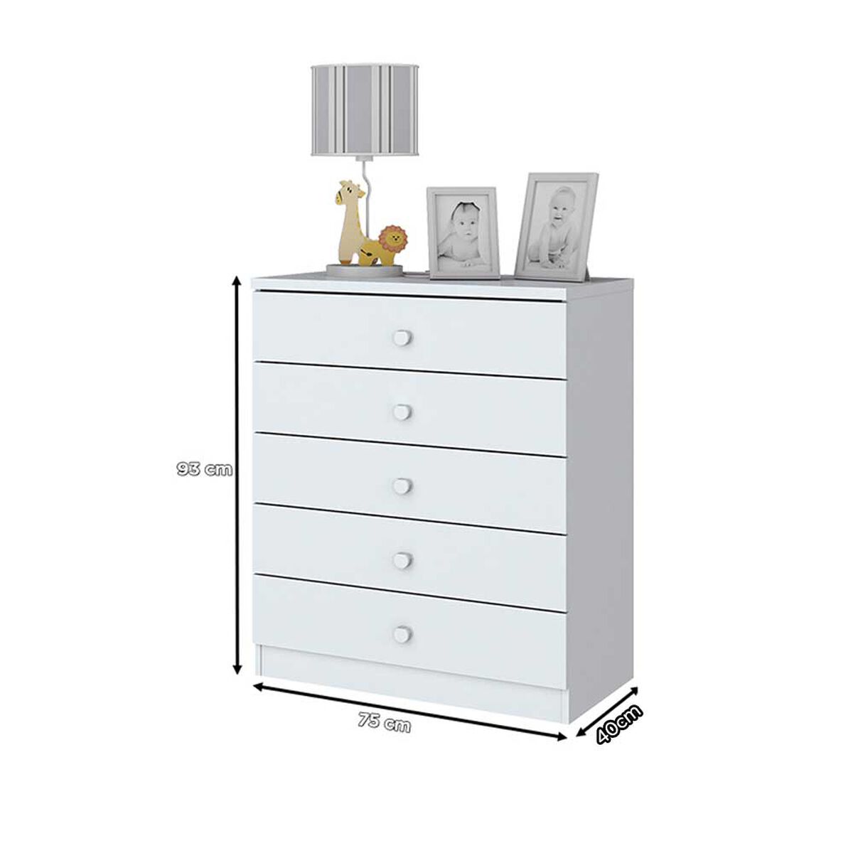Cómoda Home Mobili Gales 5 Cajones Blanco