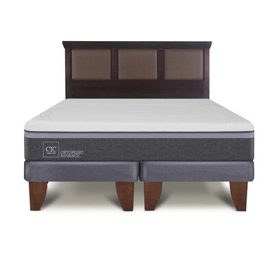 Cama Europea CIC Base Dividida 2 Plazas Ortopedic Advance + Respaldo New Torino Chocolate