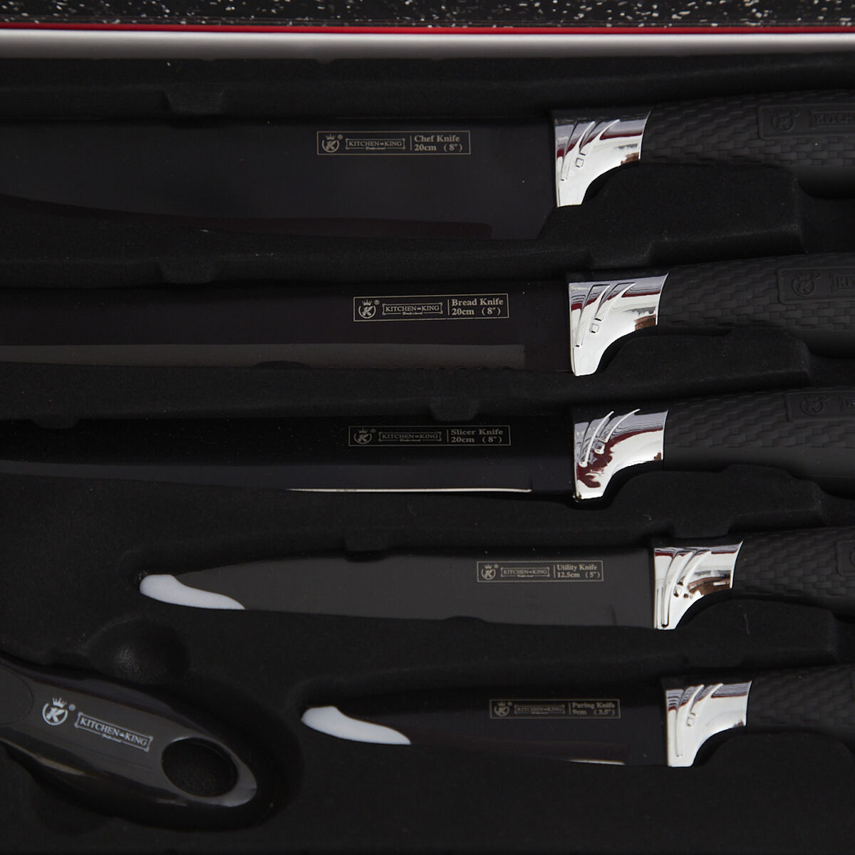 Set Cuchillos 5+1 Kitchen King Negro