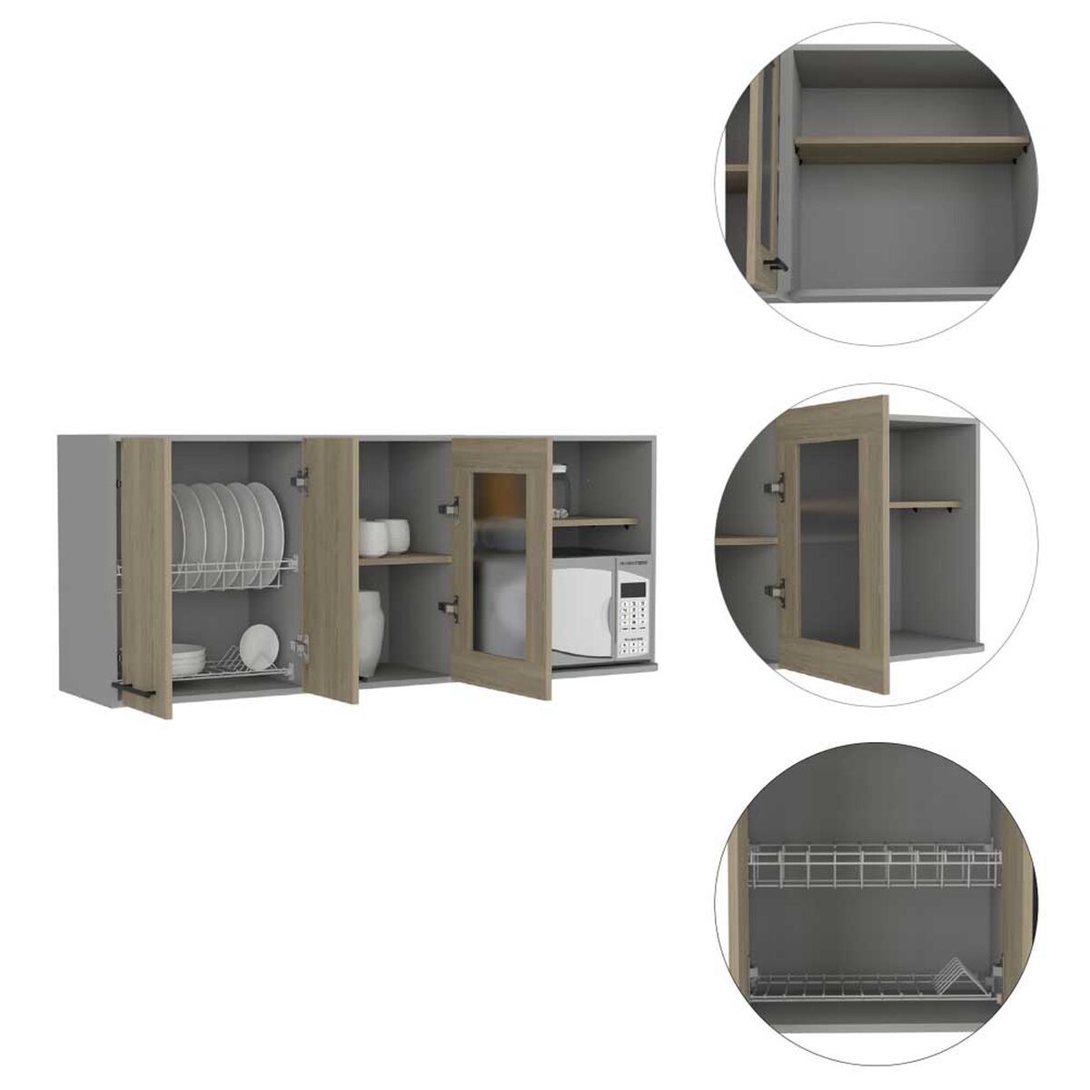 Mueble de Cocina Superior TuHome Hasselt 5 Puertas Gris Rovere