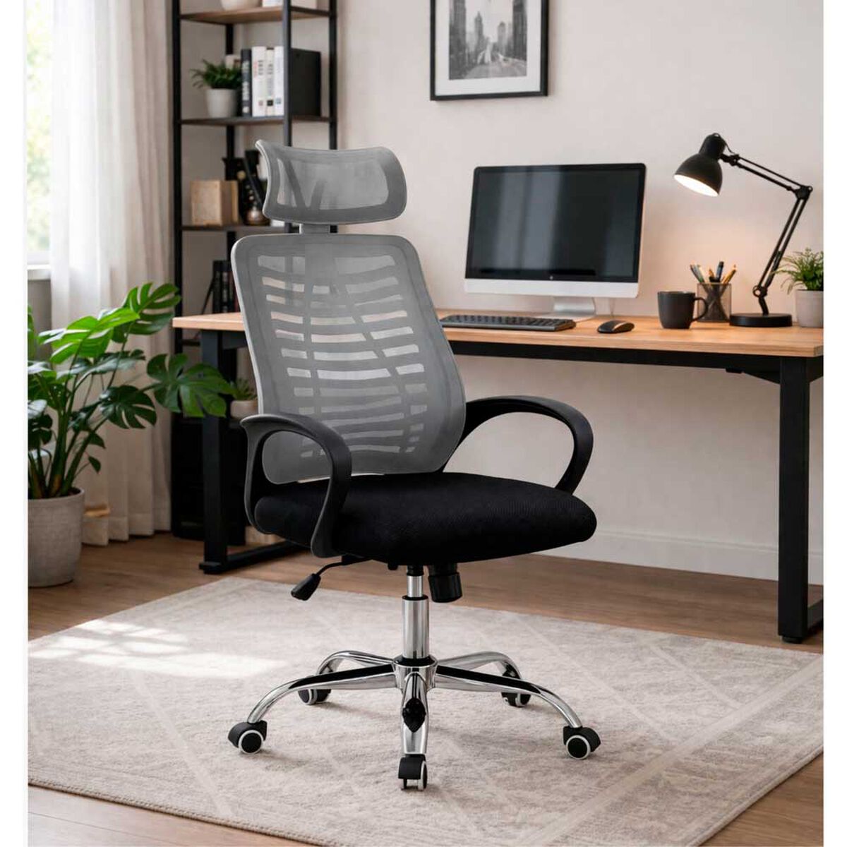 Silla de Escritorio Arthome Madrid Negra Gris