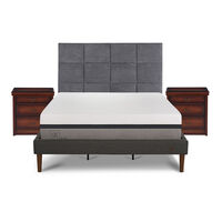 Cama Europea CIC Curve King Balance + Respaldo + 2 Veladores Tamesis