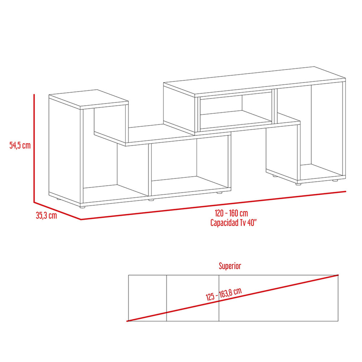 Combo Rack Extensible TV Hasta 40" + Biblioteca Cubo TuHome Beijing