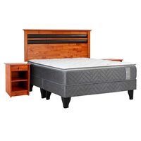 Cama Europea Celta Base Dividida 2 Plazas Carbono + Respaldo + 2 Veladores Mallorca