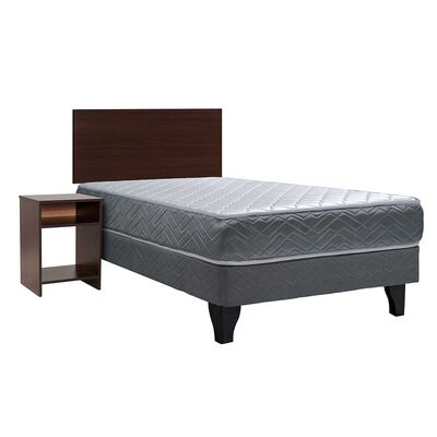 Cama Europea Celta 1,5 Plaza Cádiz + Respaldo + Velador