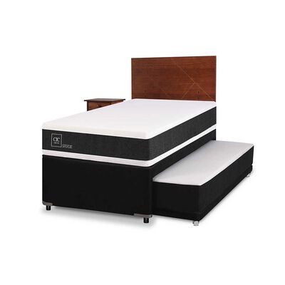 Imagen 2 del producto Cama Nido CIC 1,5 Plazas Superior 1 Plaza Inferior New Ortopedic Black + Respaldo + Velador New Villarrica