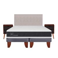 Cama Europea CIC Base Dividida King Ortopedic + Respaldo + 2 Veladores Tigris
