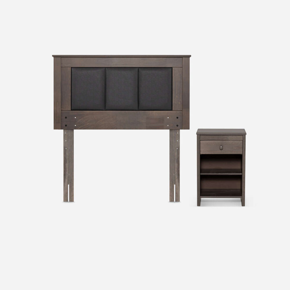 Set Respaldo + Velador Rosen 1.5 Plazas Rachel Gris