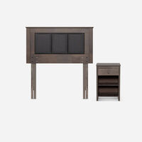 Set Respaldo + Velador Rosen 1.5 Plazas Rachel Gris