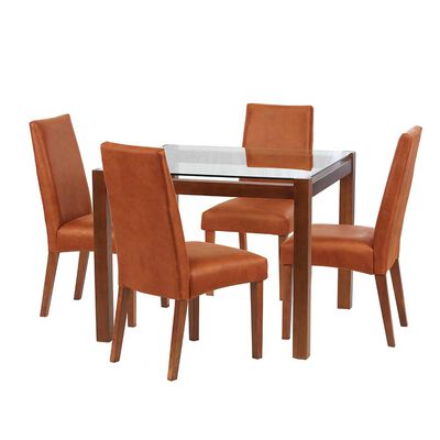 Juego de Comedor Latam Home Barcelona 4 Sillas Tabaco