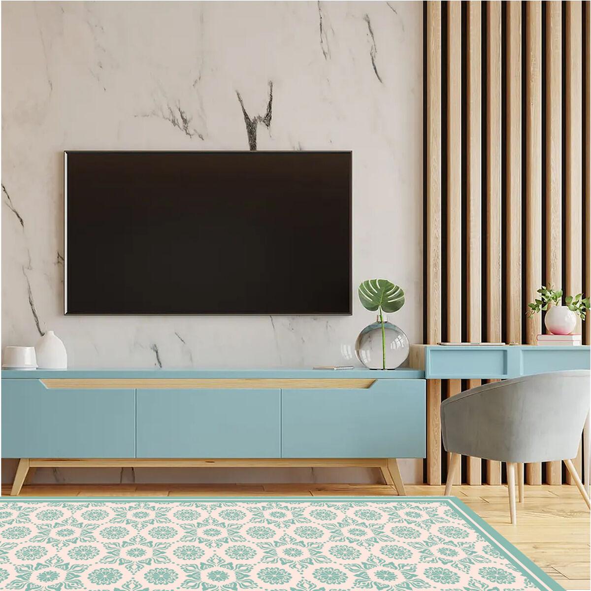 Alfombra Davanti Flor Hindu Turquesa 140 x220 Flor Hindu Turquesa