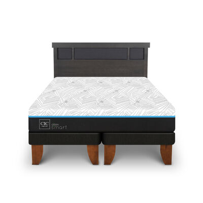 Imagen 1 del producto Cama Europea CIC Green Infinity King + 1 Respaldo Dublin Gris